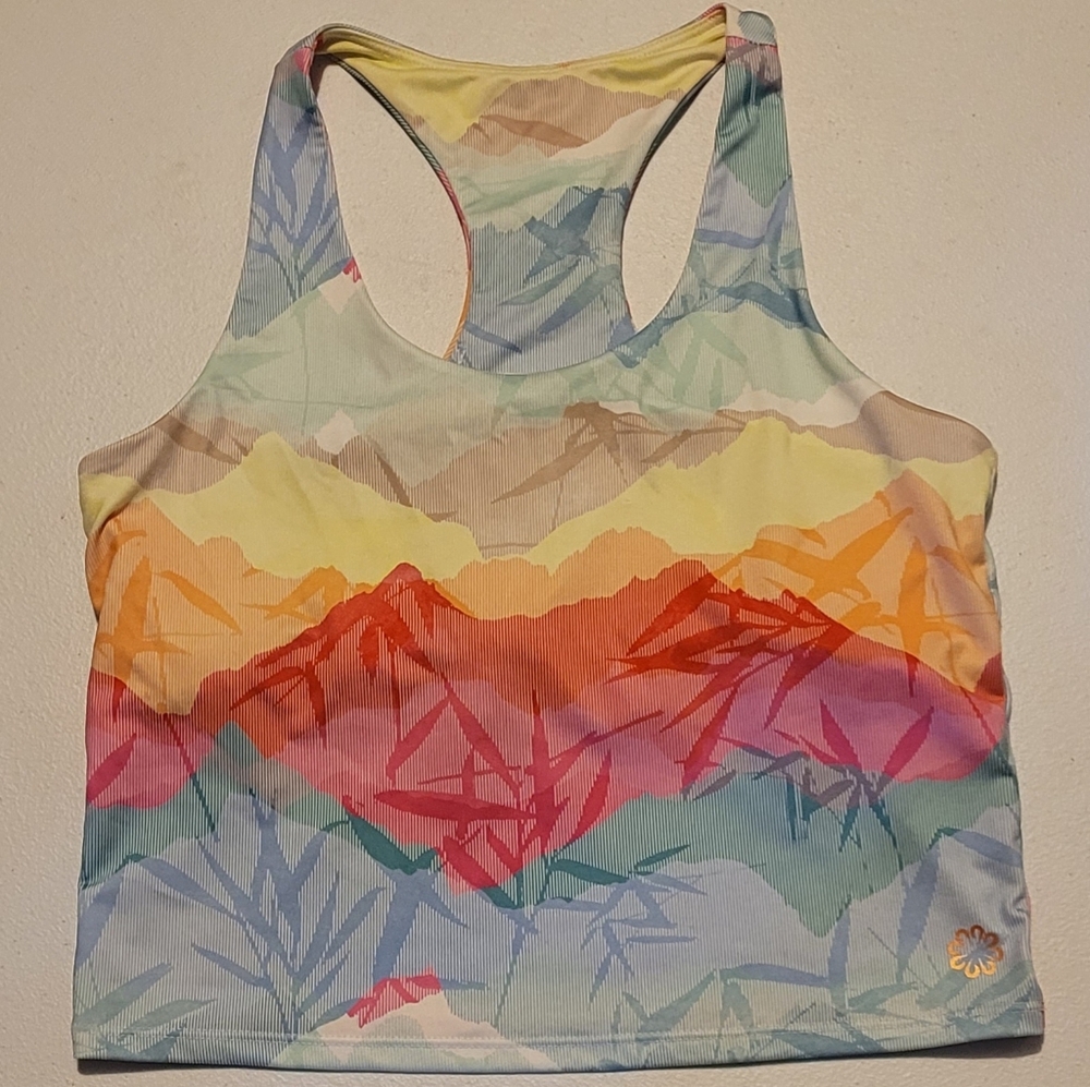 Pro Player Multicolor Mountain And Leaves Athletic Tank With Bralette, Small